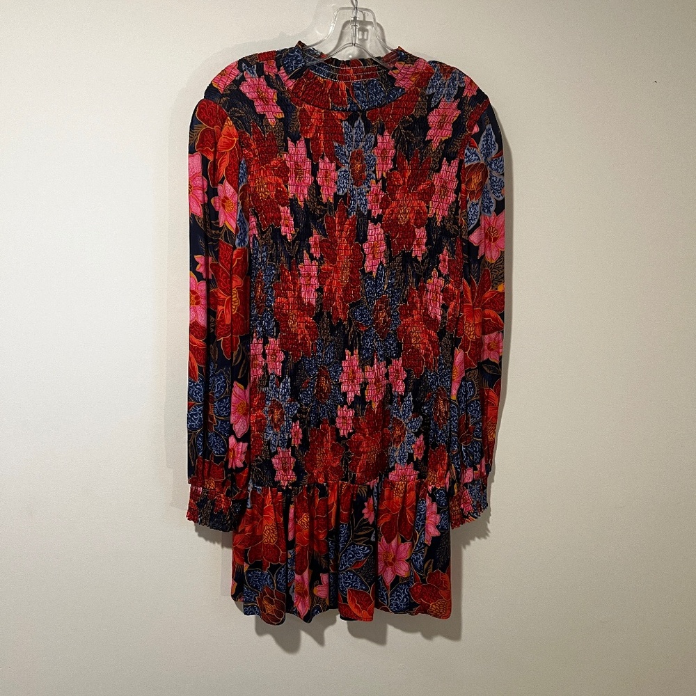 FARM Rio Red Pink Blue Floral Mini Dress
